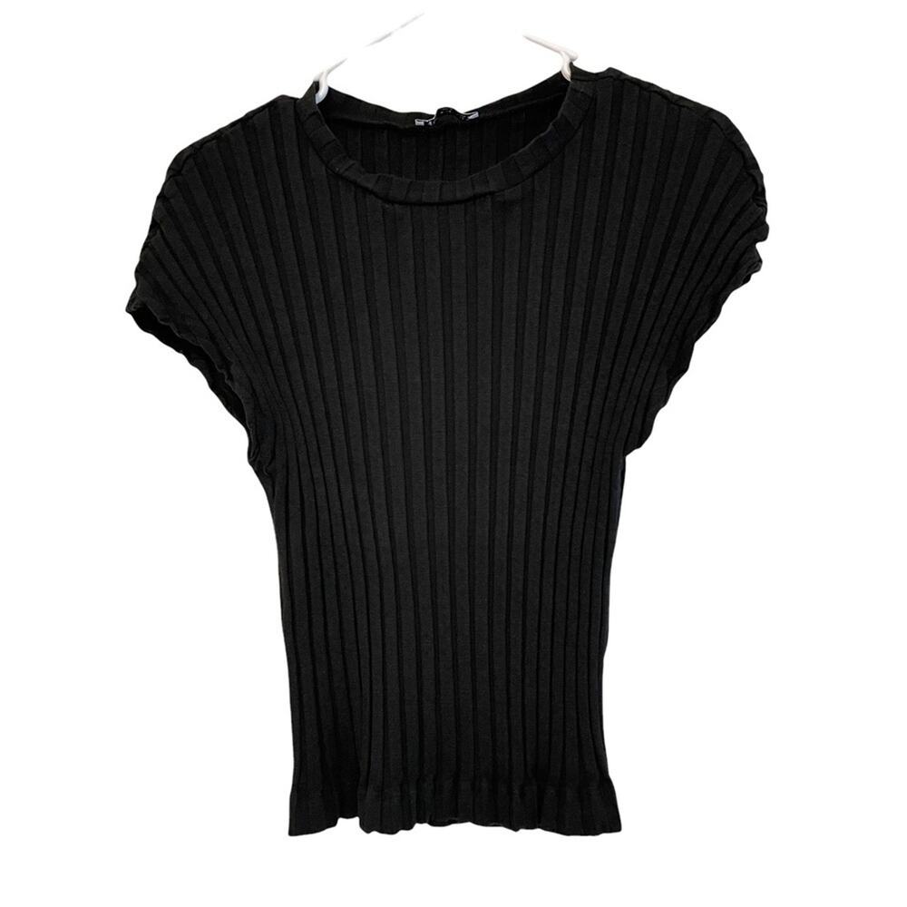 Zara Black Ribbed Top Size Medium